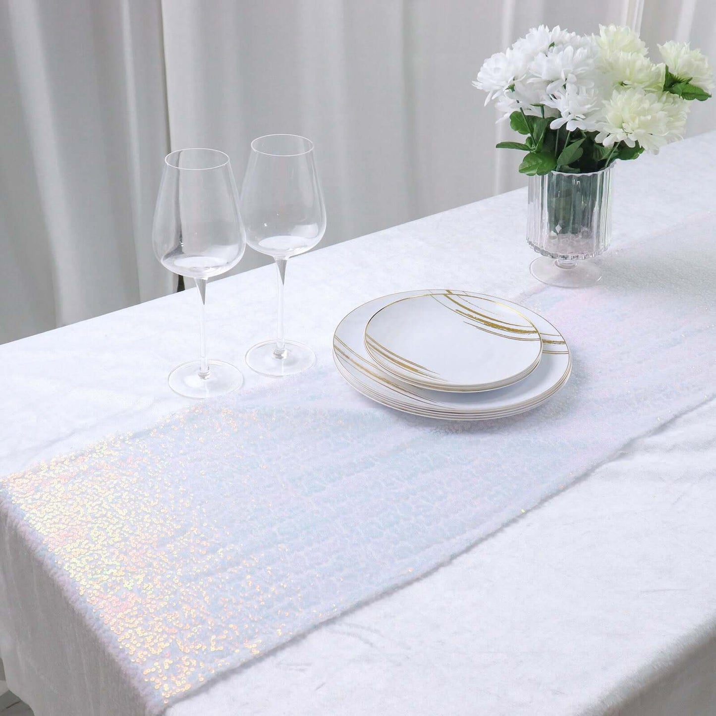 Sequin 12"x108" Table Runner Iridescent Blue - Glittering Design