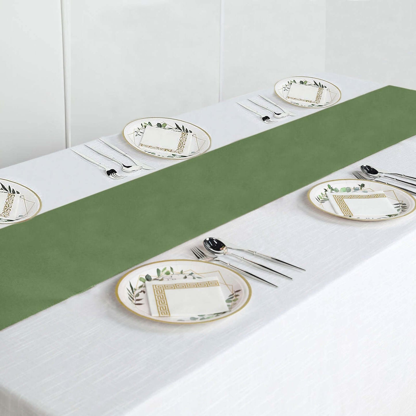 Polyester 12"x108" Table Runner Olive Green - Durable & Wrinkle-Resistant Table Decor