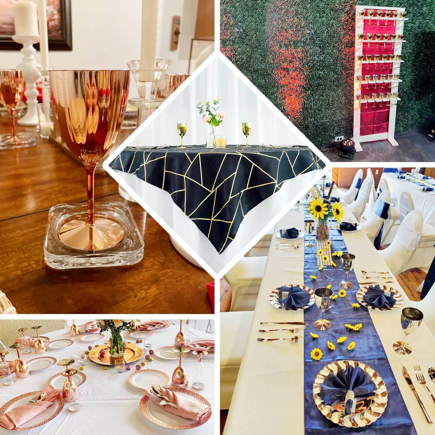 6-Pack Plastic Wine Glasses in Metallic Silver - Classy Disposable Goblets for Parties, Receptions & Banquets 8oz