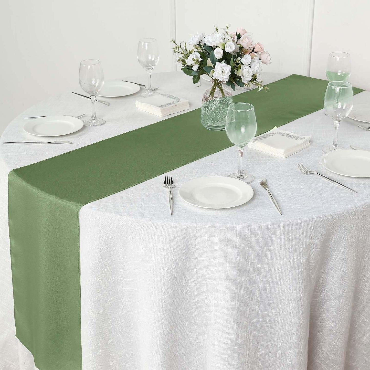 Polyester 12"x108" Table Runner Olive Green - Durable & Wrinkle-Resistant Table Decor