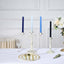 5-Pack Taper Candles Ribbed Wick Ribbon Wax Design Assorted Blue - Premium Unscented Dinner Candles 9"