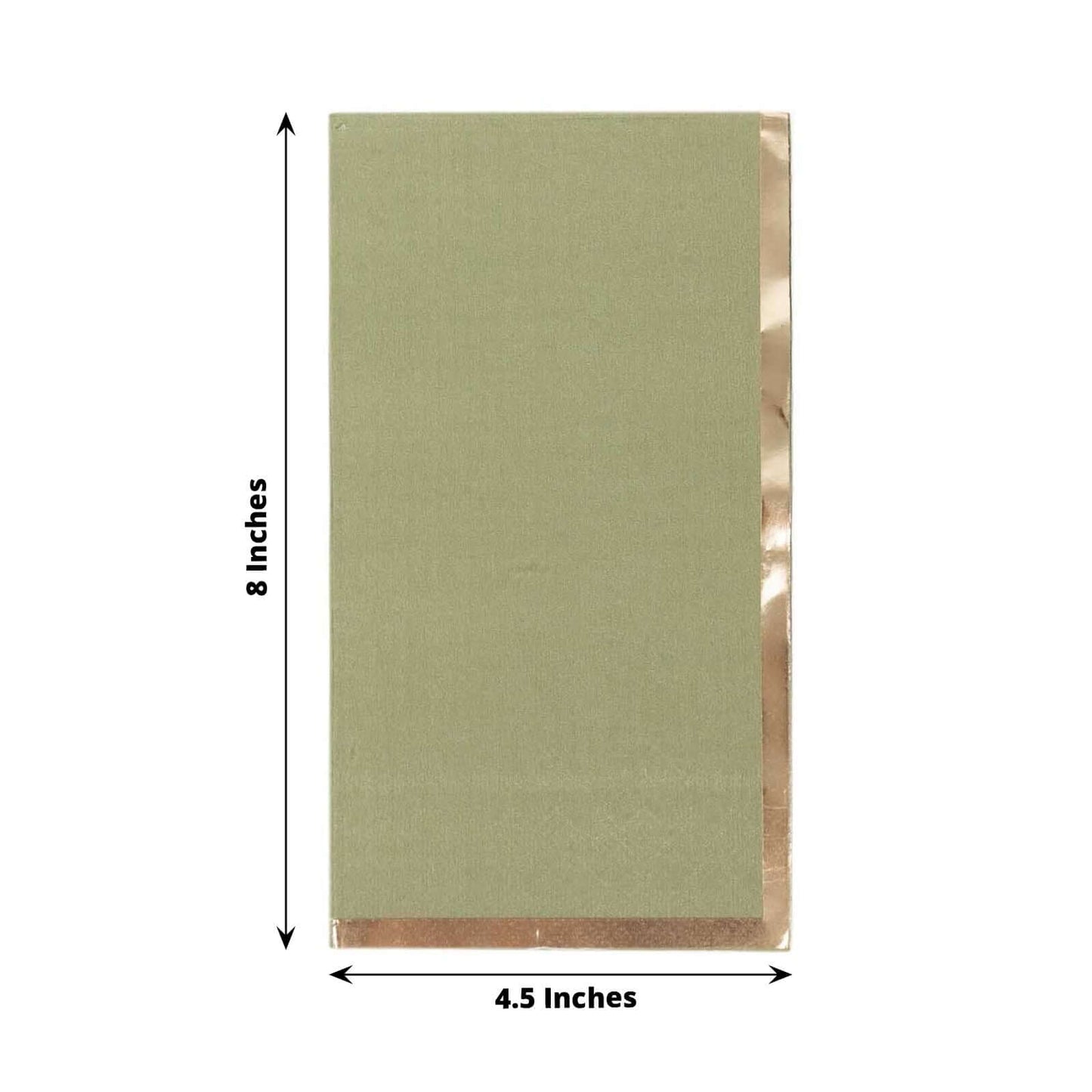 50-Pack Paper Dinner Napkins Dusty Sage Green with Gold Foil Edge 2 Ply - Stylish Disposable Napkins