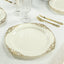 20-Pack Economy Plastic Round Charger Plates 13" in Ivory with Gold Embossed Baroque Rim, Stylish Dinner Party Serving Plates
