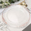 6-Pack Acrylic Round Charger Plates 13" in Clear with Rose Gold Embossed Baroque Rim, Antique Decorative Dinner Party Charger Tableware