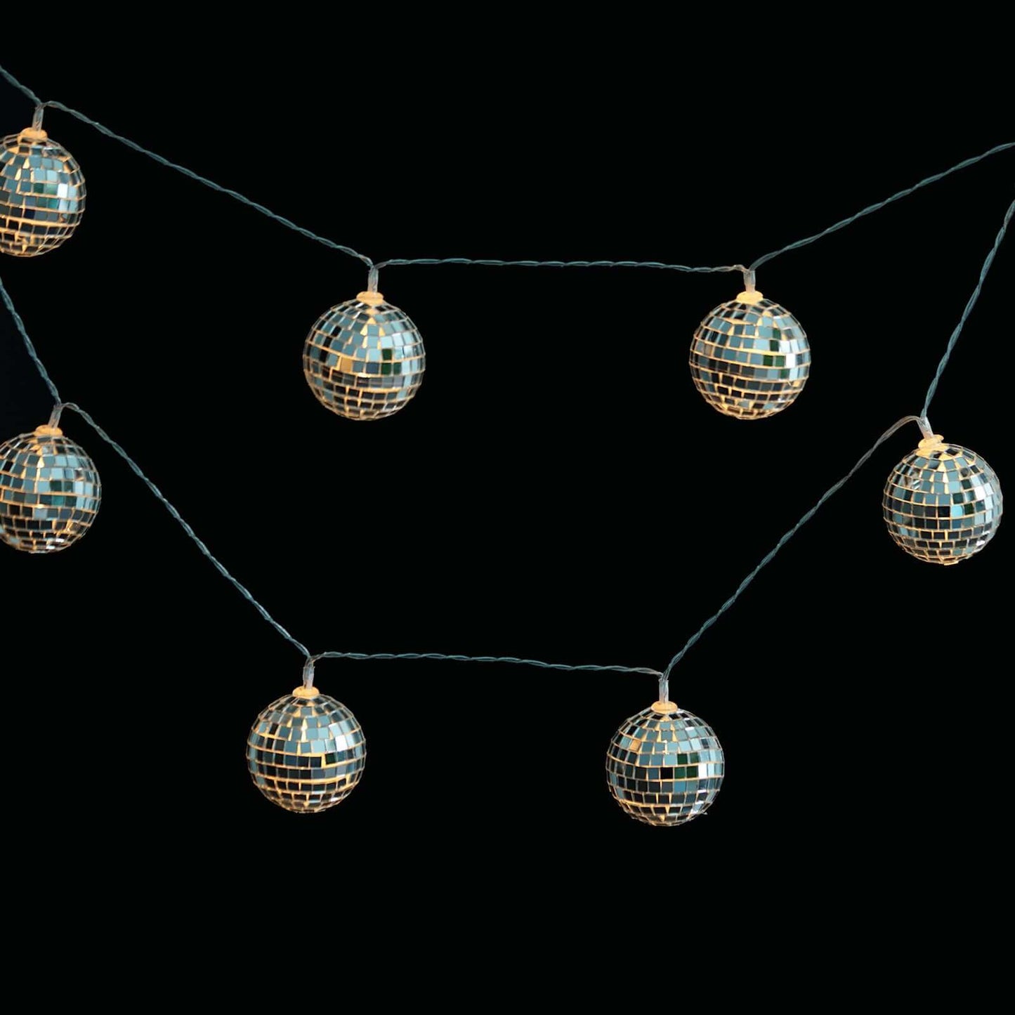 10 LED String Light Garland Silver Disco Mirror Ball Warm White - Battery Operated Event DÃ©cor 6ft
