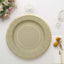 25-Pack Disposable Round Charger Plates in Khaki Sunray Design with Gold Rim - 350GSM Heavy Duty Paper Chargers 13"
