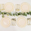10-Pack Plastic 7.5" Round Salad Dessert Plates in Ivory with Gold Flair Rim - Disposable Party Plates
