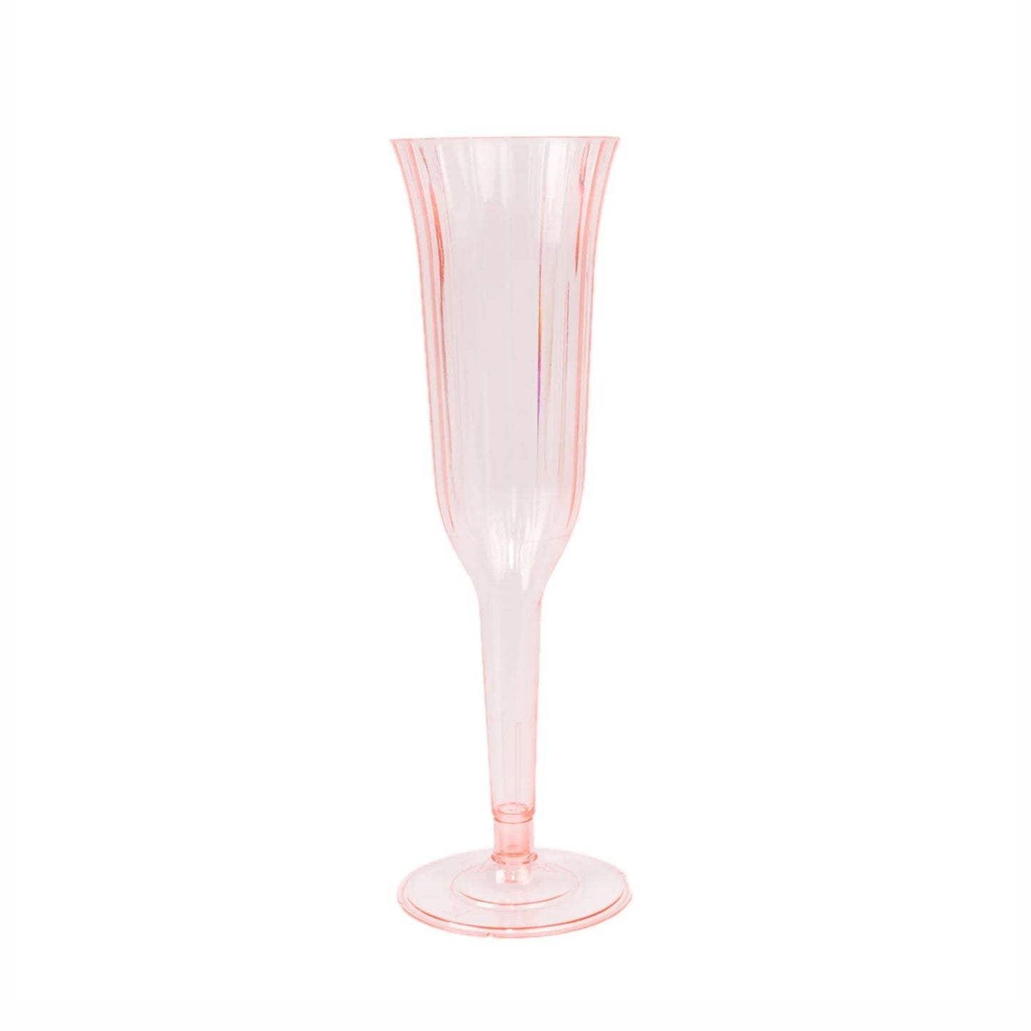 24-Pack Plastic Champagne Flutes Transparent Blush Flared Design - Lightweight Disposable Toasting Glasses 6oz