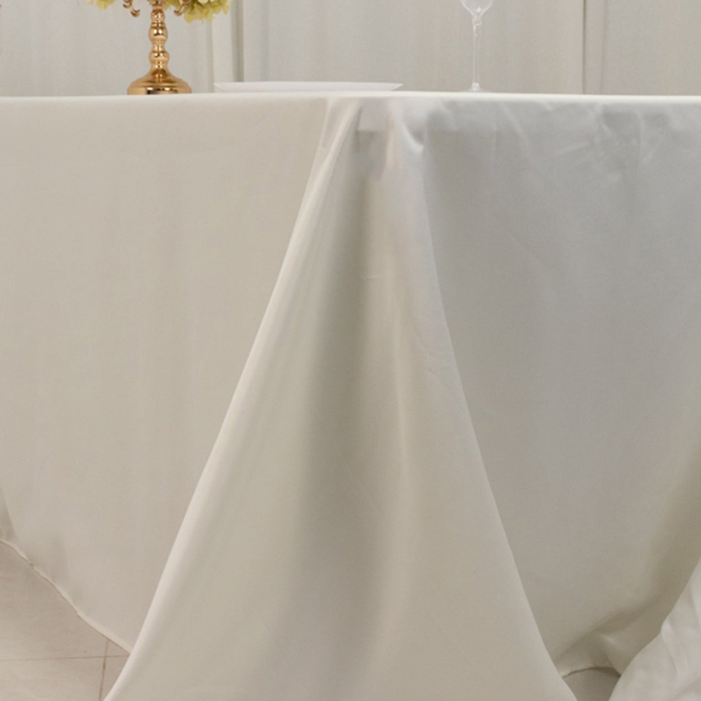 Lamour Satin 90"x156" Rectangle Tablecloth Ivory - Luxurious, Soft Seamless Table Cover