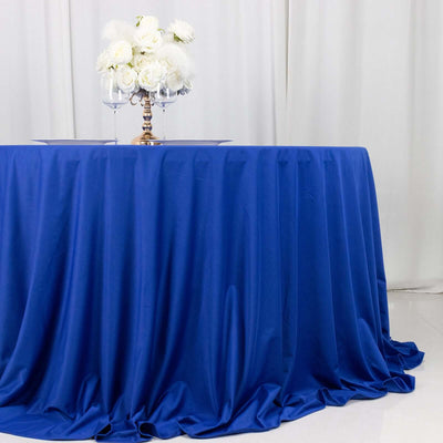 Scuba Round 132" Tablecloth Royal Blue - Wrinkle Free & Stain Resistant Seamless Table Cover