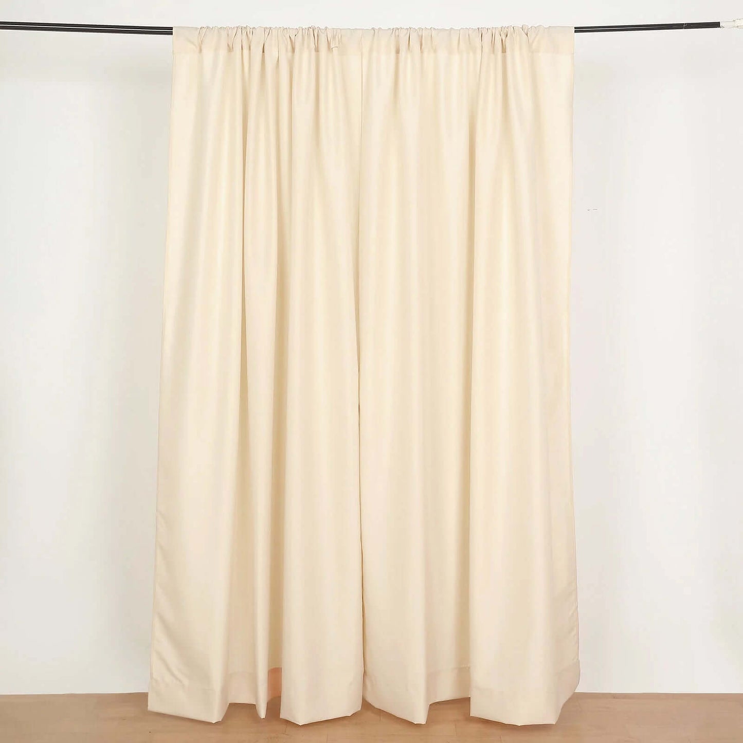 2 Pack Beige Polyester Event Curtain Drapes, 10ftx8ft Backdrop Event Panels With Rod Pockets 130 GSM