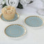 50-Pack Paper 3.5" Round Party Plates in Dusty Blue with Gold Scalloped Rim for Tapas, Appetizers & Finger Foods