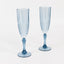 6-Pack Plastic Wedding Toast Flutes Dusty Blue Transparent Crystal Cut Style - Reusable Champagne Glasses 8oz