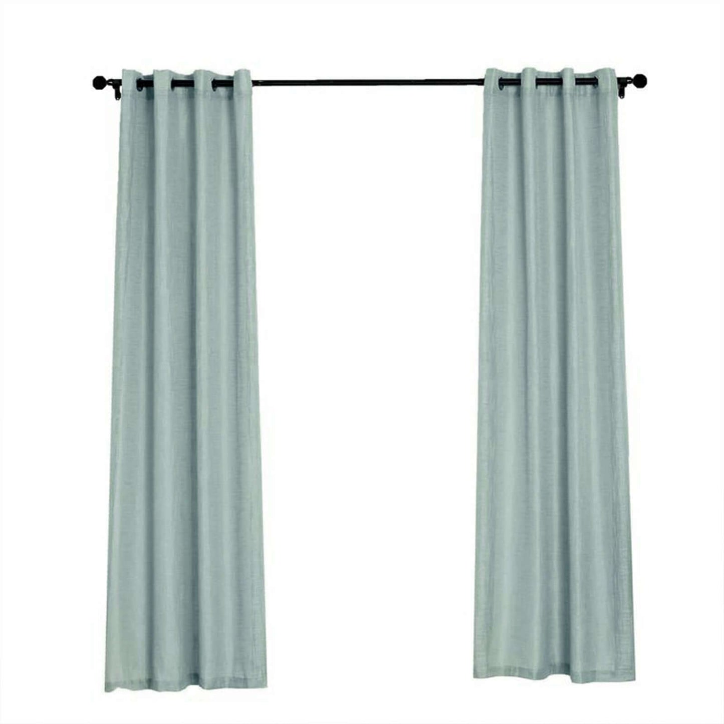 2 Pack Handmade Dusty Blue Faux Linen Curtains 52"x84", Curtain Panels With Chrome Grommets