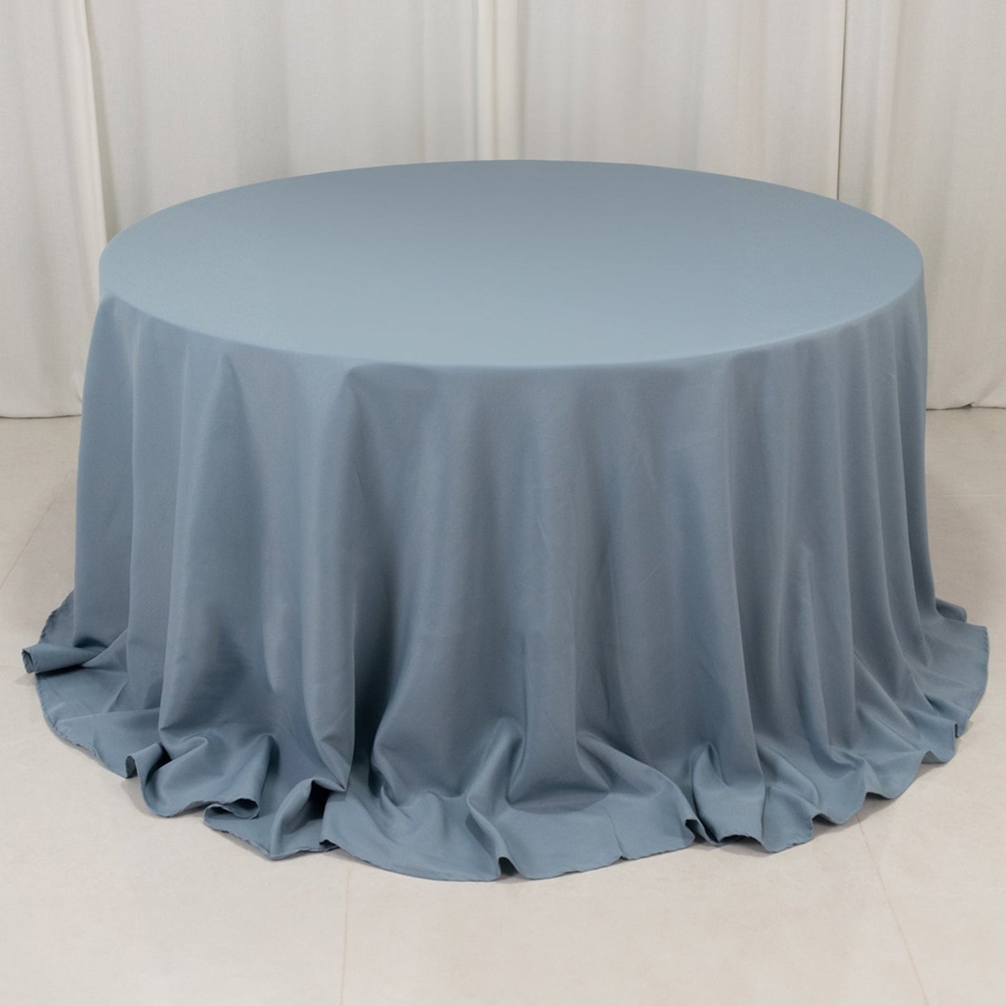 Premium Polyester 132" Round Tablecloth Dusty Blue - Seamless 220GSM Wrinkle-Resistant Table Cover