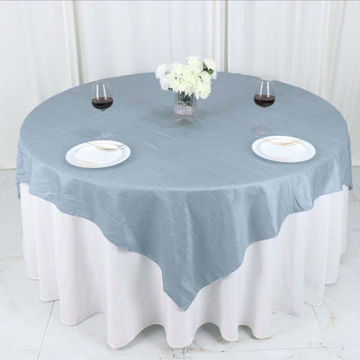 Taffeta 72"x72" Table Overlay Square Tablecloth Dusty Blue - Accordion Crinkle Table Cover