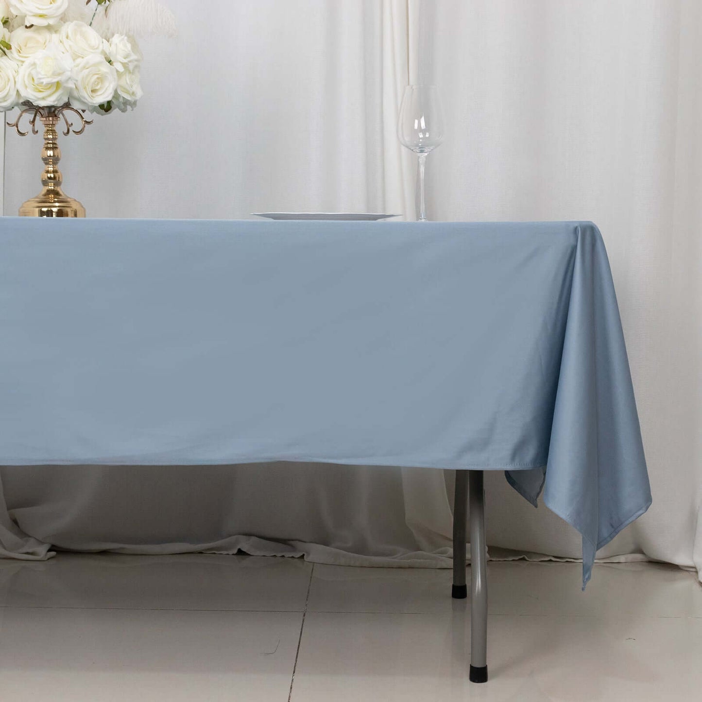 Scuba Rectangular 60"x102" Tablecloth Dusty Blue - Wrinkle Free & Stain Resistant Table Cover