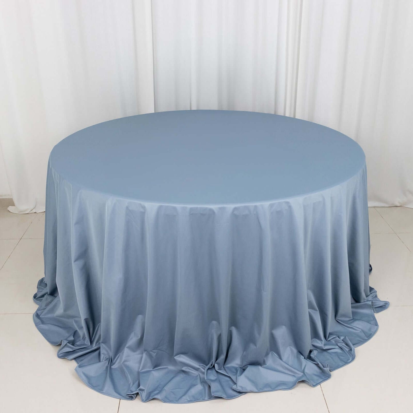 Scuba Round 132" Tablecloth Dusty Blue - Wrinkle Free & Stain Resistant Seamless Table Cover