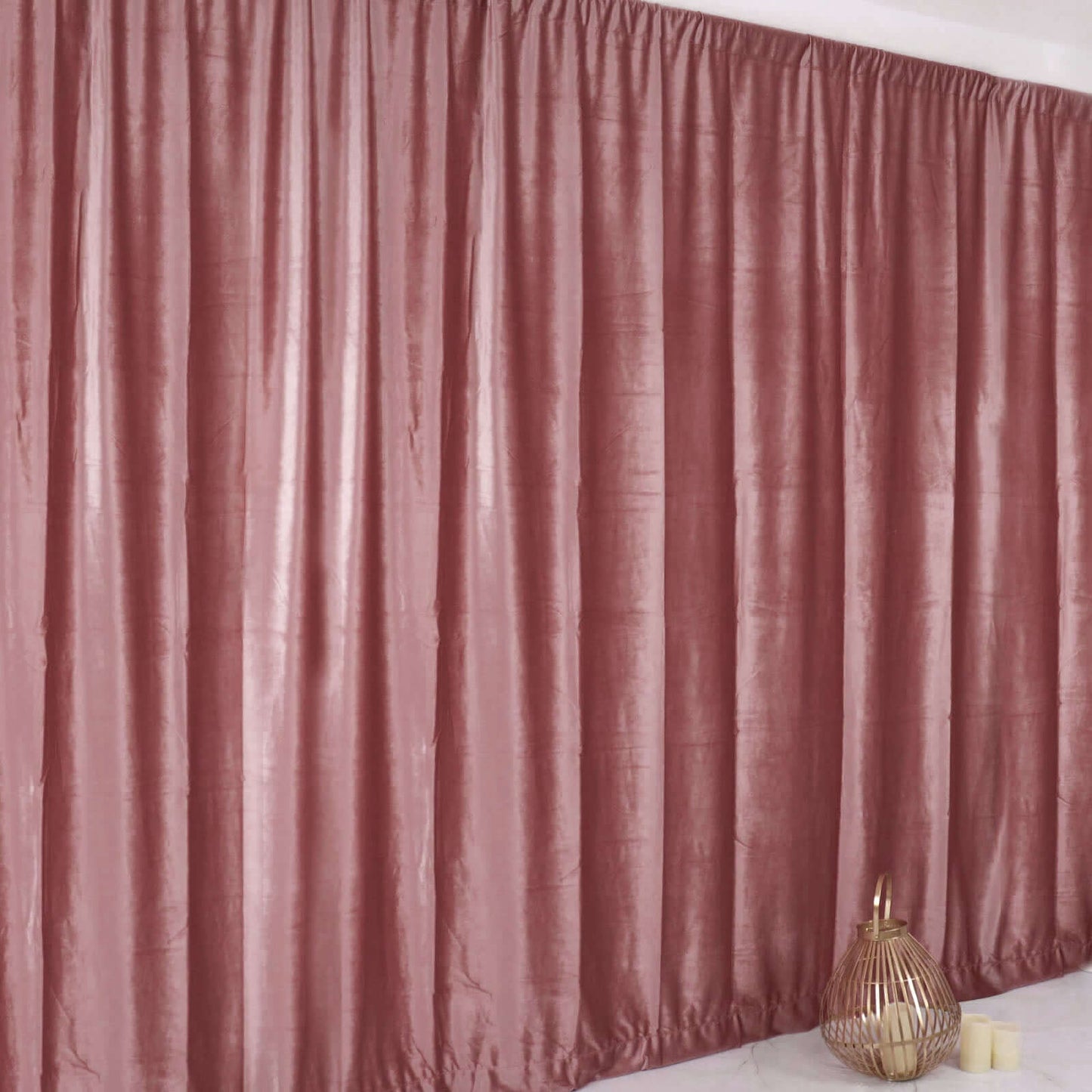 Dusty Rose Crushed Velvet Backdrop Curtain â€“ 8ft x 8ft Event Drape with Rod Pocket, Privacy Panel for Photo Booths & Events