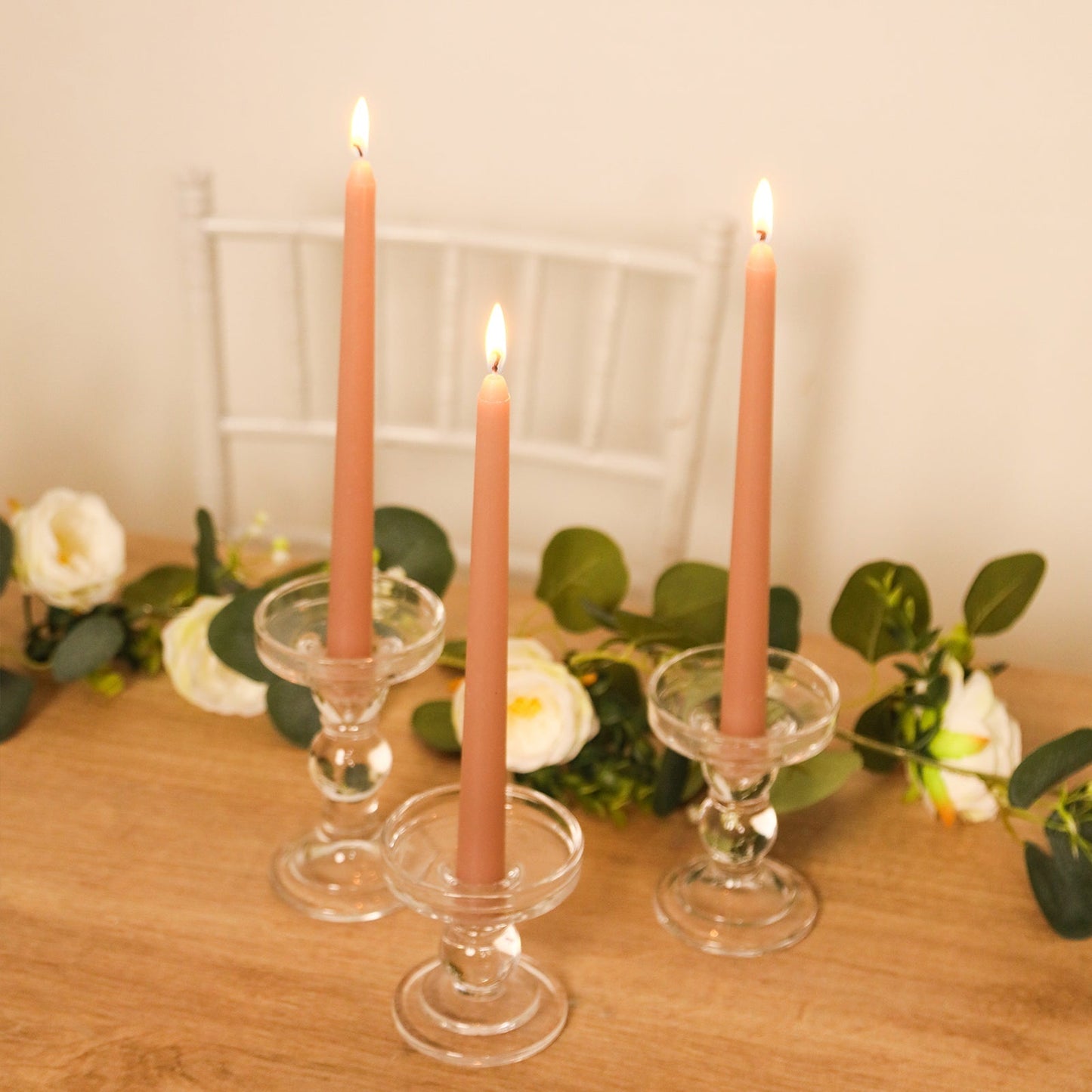 10-Pack Taper Candles Premium Wax Design Dusty Rose - Unscented Candles for Upscale Settings 10"