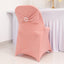 Stretch Spandex Chair Cover Dusty Rose for Folding Chairs - Secure Fit Slipcover with Silver Rhinestone Buckled Sash Band