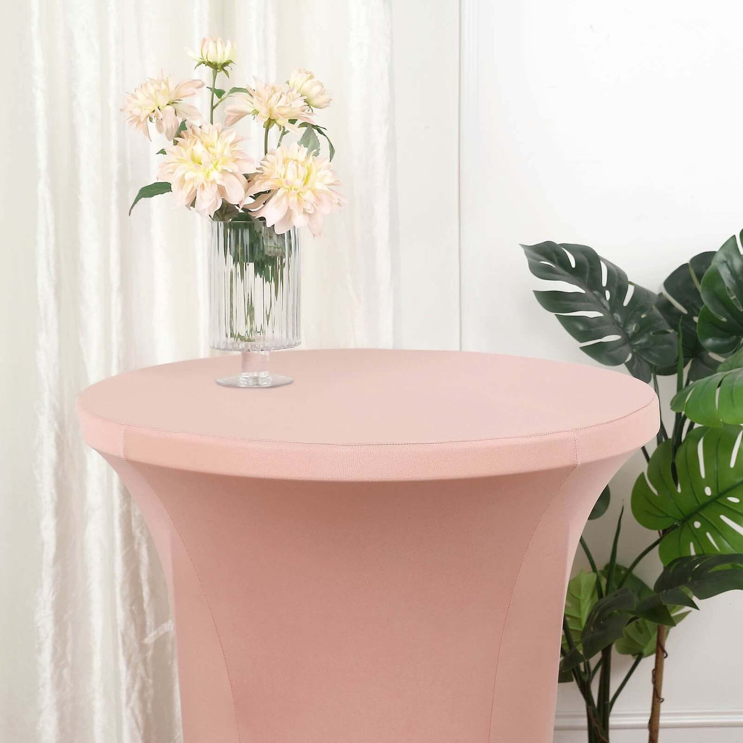 Spandex 30" Round Cocktail Table Cover Dusty Rose - Easy to Maintain Stretch Fitted Highboy Tablecloth
