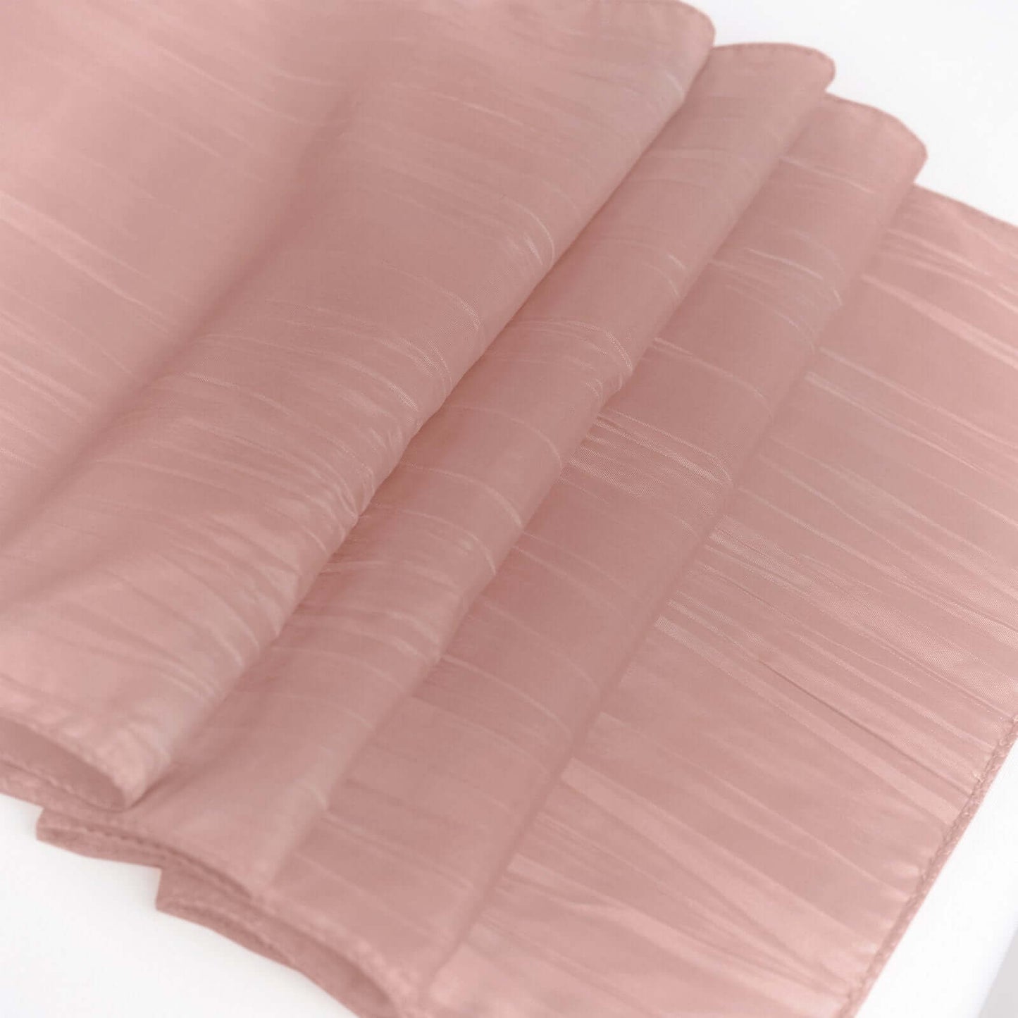 Taffeta 12"x108" Table Runner Dusty Rose - Accordion Crinkle Design