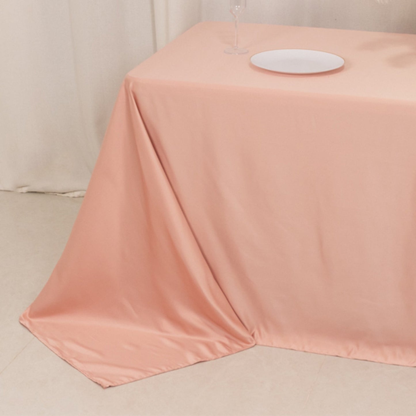 Lamour Satin 90"x132" Rectangle Tablecloth Dusty Rose - Soft & Silk-Like Seamless Table Cover