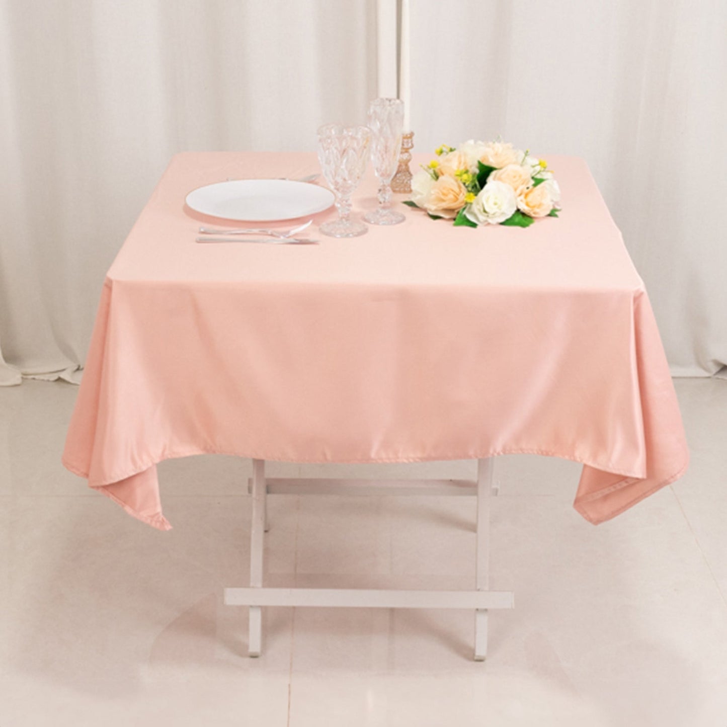 Lamour Satin 54"x54" Square Tablecloth Dusty Rose - Durable & Silk-Like Table Cover