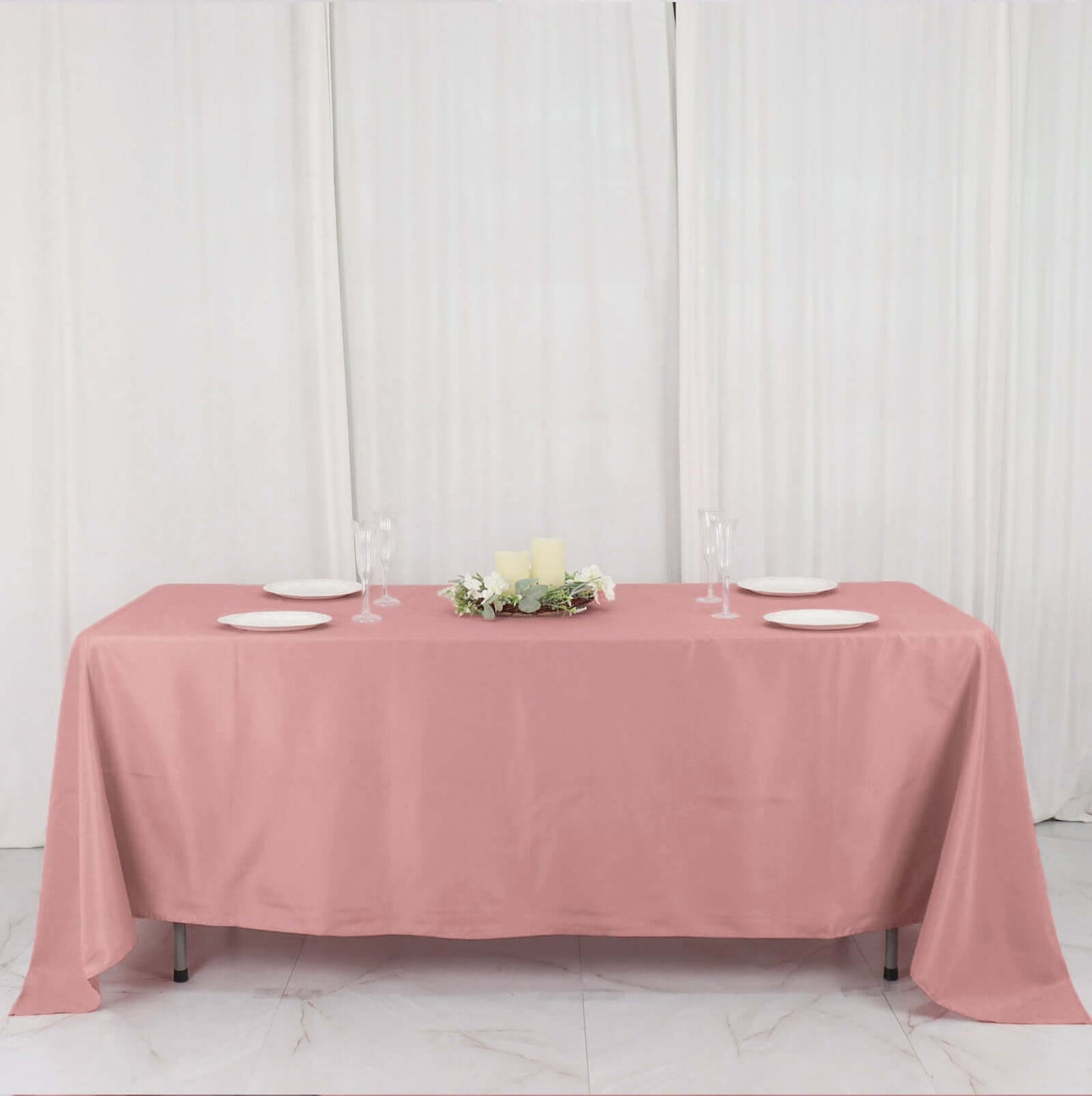 Polyester 72"x120" Rectangle Tablecloth Dusty Rose - Durable and Stylish Table Cover