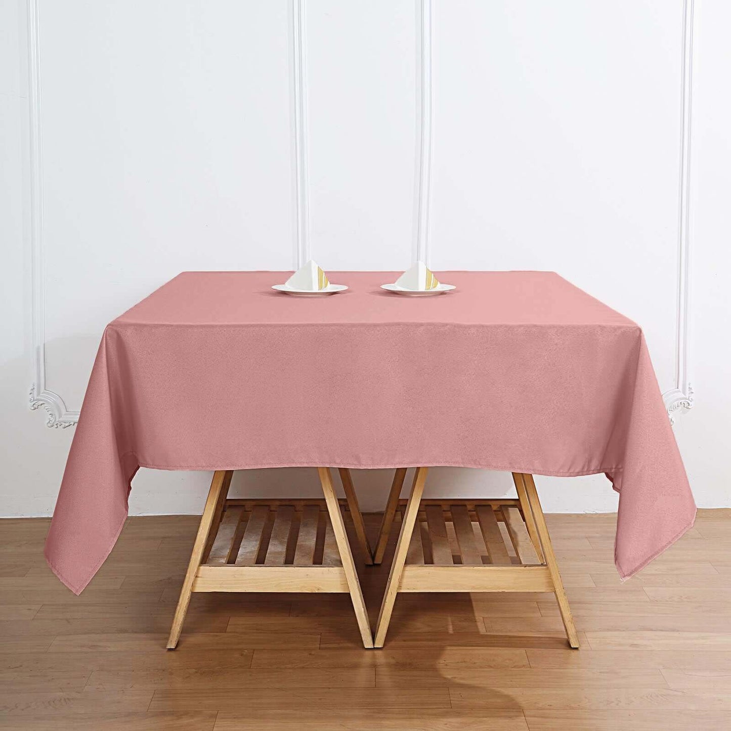 Polyester Square 70"x70" Tablecloth Dusty Rose - Wrinkle-Resistant & Durable Table Cover