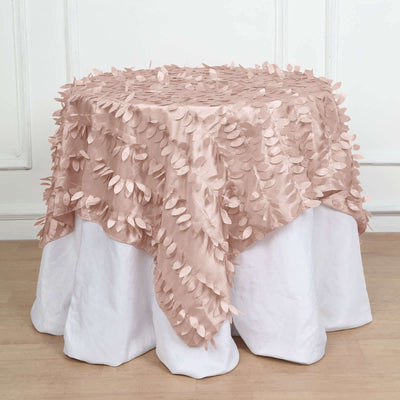 Taffeta 54"x54" Table Overlay Square Tablecloth Dusty Rose 3D Leaf Petal Table Cover