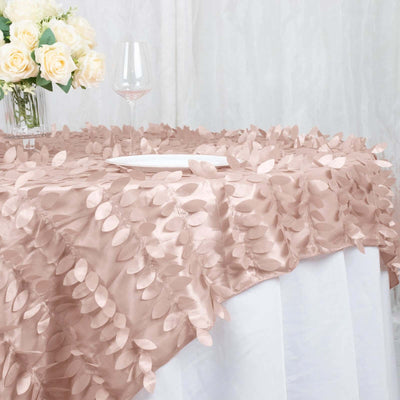 Taffeta 72"x72" Table Overlay Square Tablecloth Dusty Rose - 3D Leaf Petal Table Cover