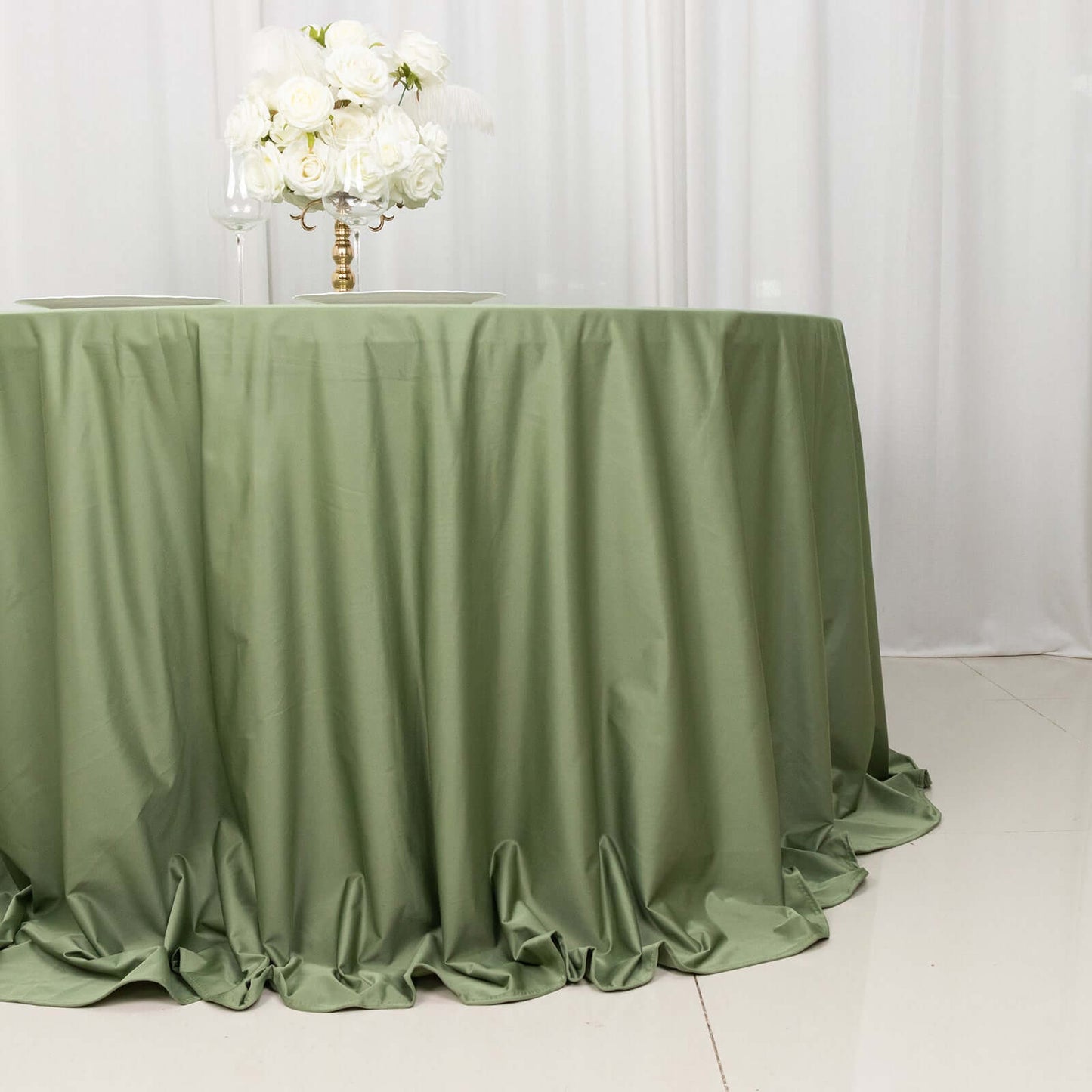 Scuba Round 132" Tablecloth Dusty Sage Green - Wrinkle Free & Stain Resistant Seamless Table Cover