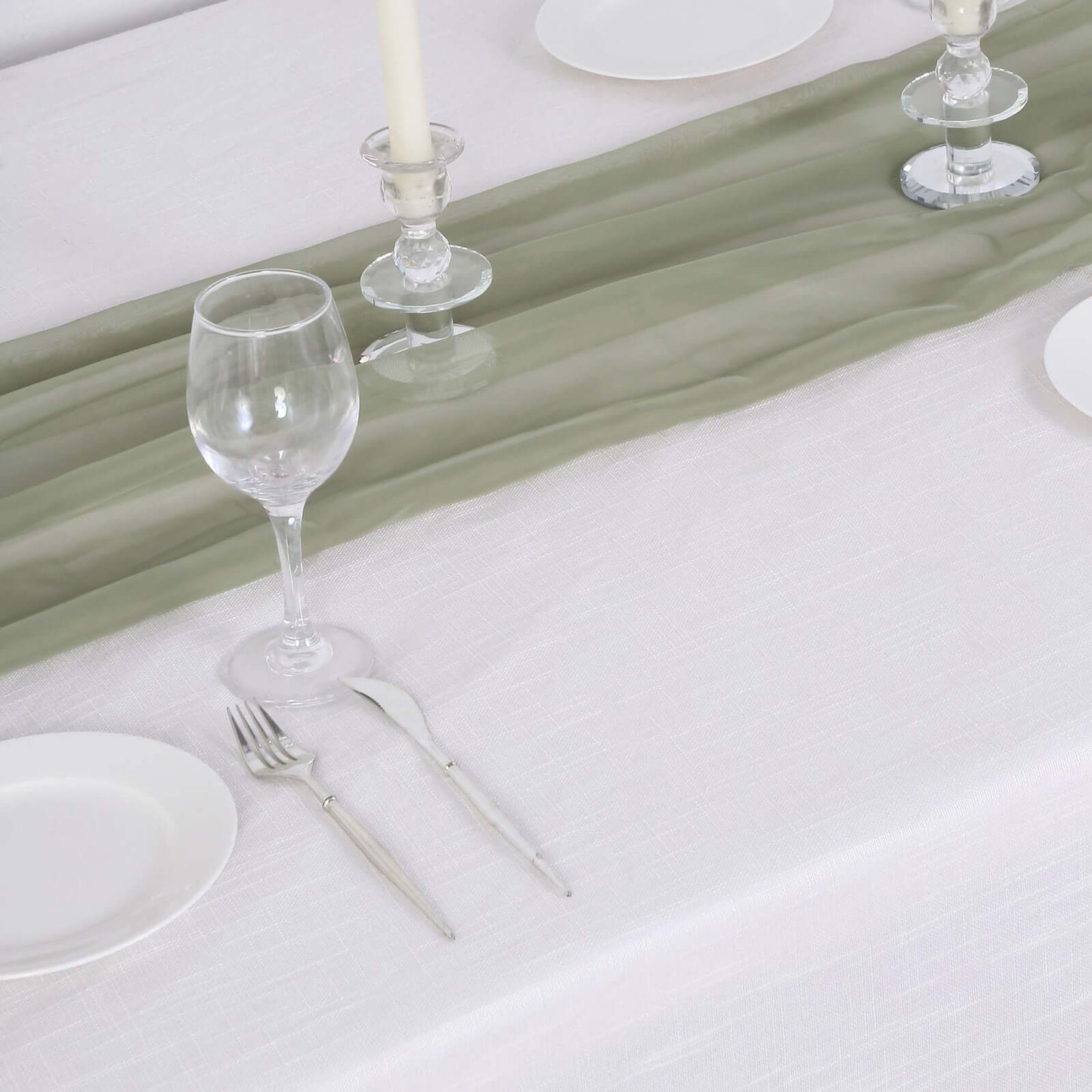 Chiffon 6ft Table Runner Dusty Sage Green - Flowy & Lightweight Table Decor