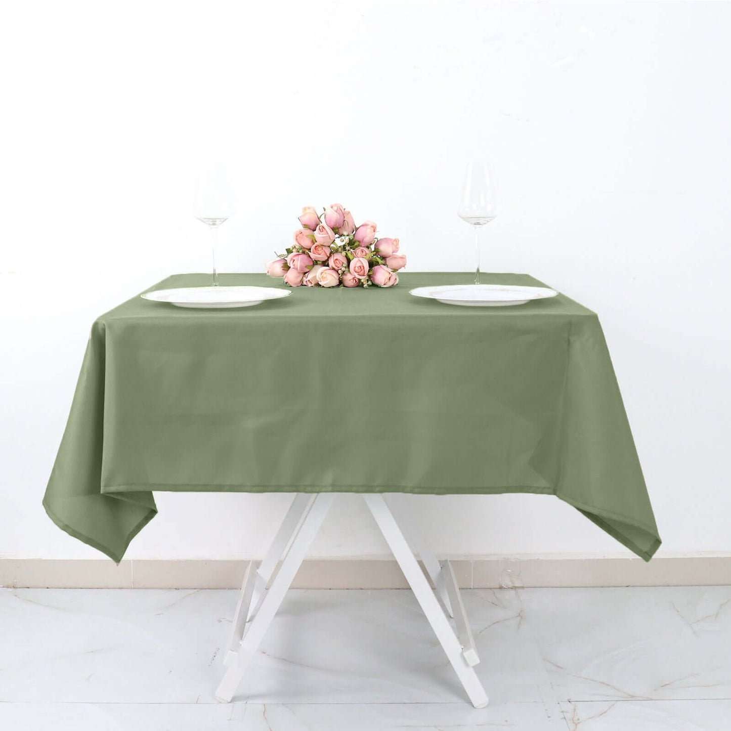 Polyester Square 54"x54" Tablecloth Dusty Sage Green - Wrinkle-Resistant & Durable Table Cover
