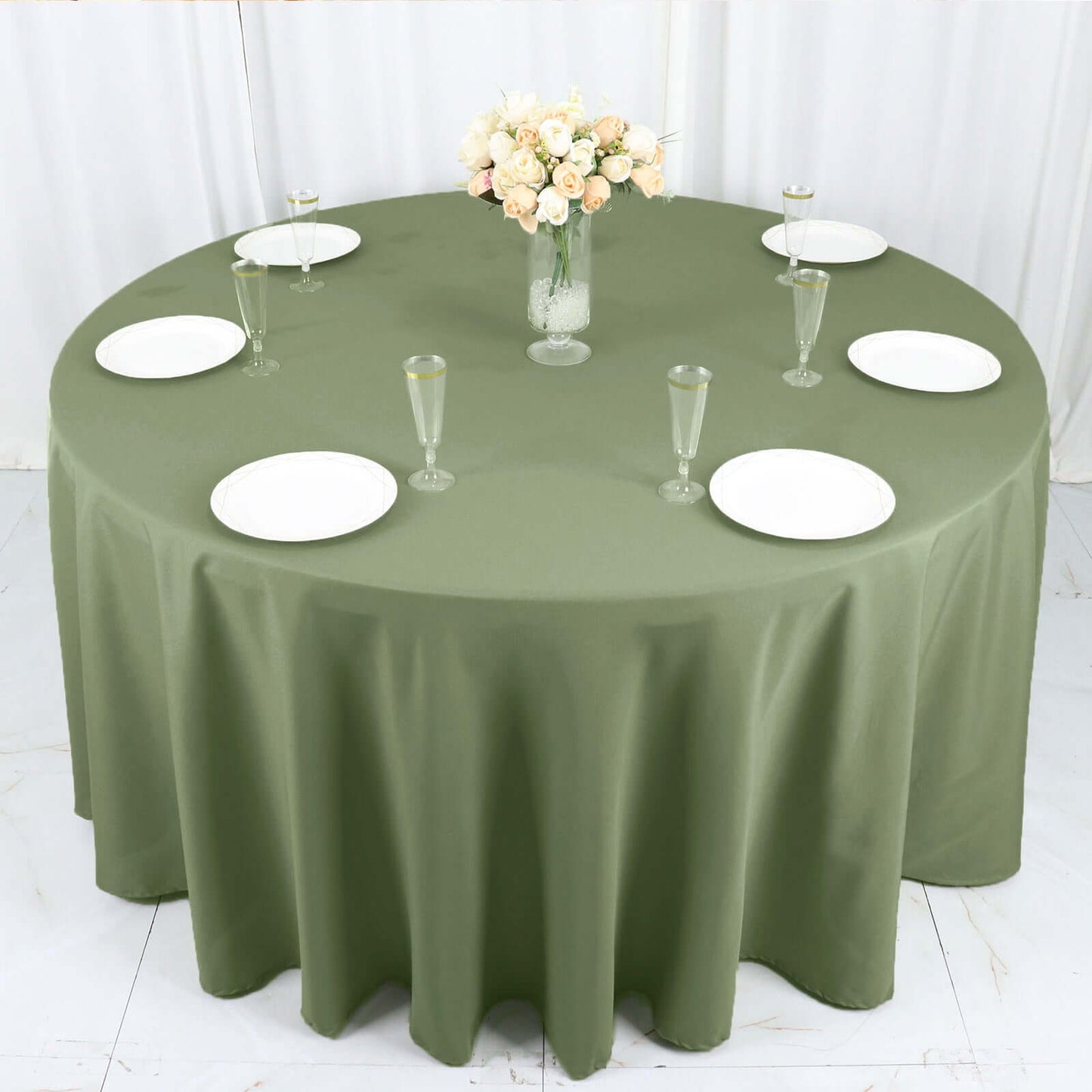 Polyester 120" Round Tablecloth Dusty Sage Green - Seamless Wrinkle-Resistant Table Cover