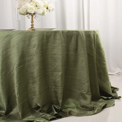 Taffeta 132" Round Tablecloth Dusty Sage Green - Seamless Accordion Crinkle Table Cover