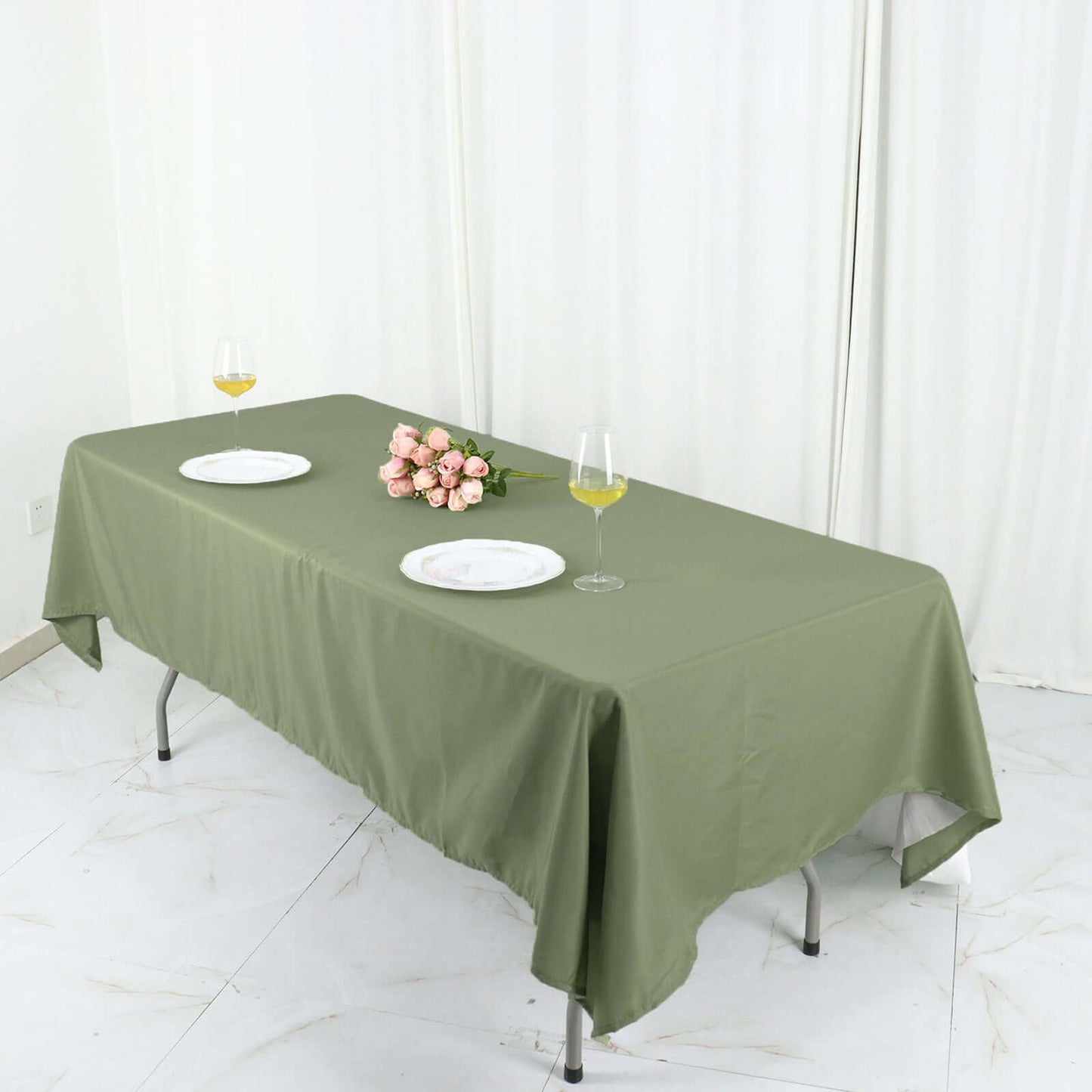 Polyester 60"x126" Rectangle Tablecloth Dusty Sage Green - Wrinkle-Resistant Table Cover
