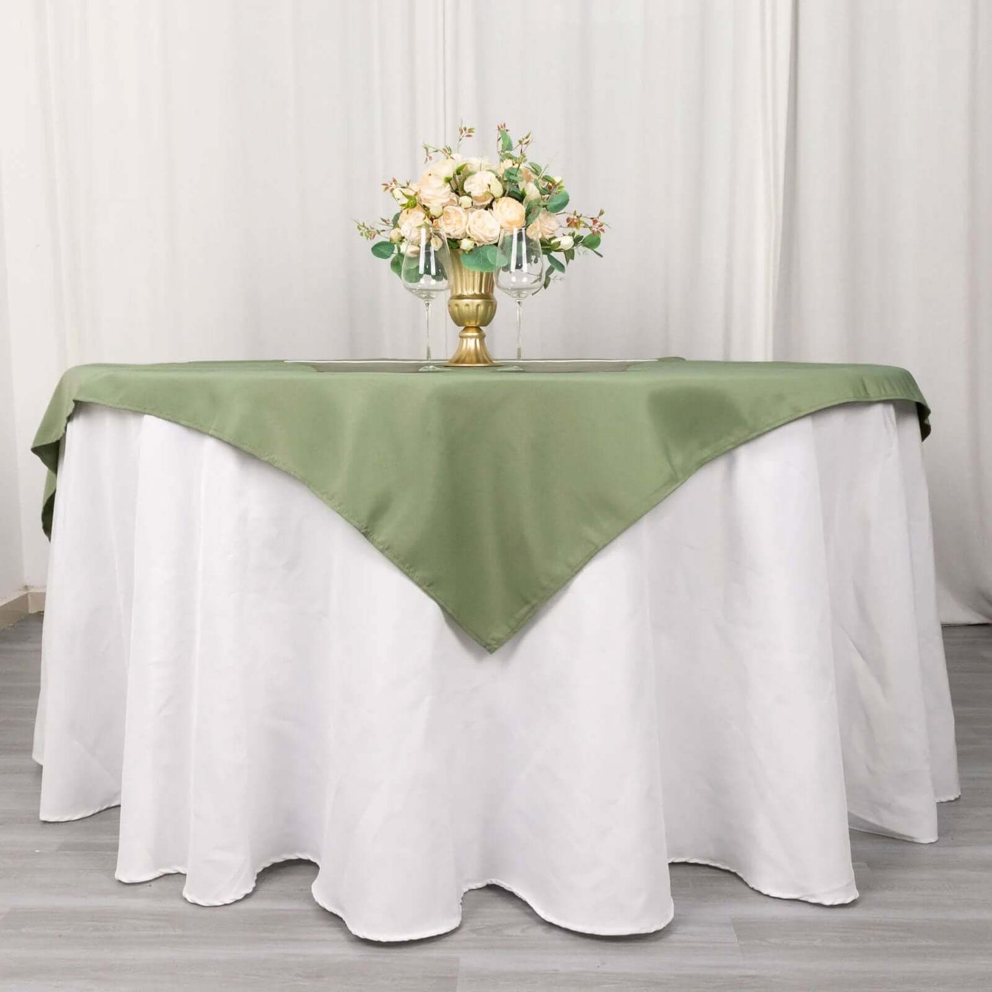 Premium Polyester 70"x70" Table Overlay Square Tablecloth Dusty Sage 220GSM Wrinkle-Resistant Table Cover