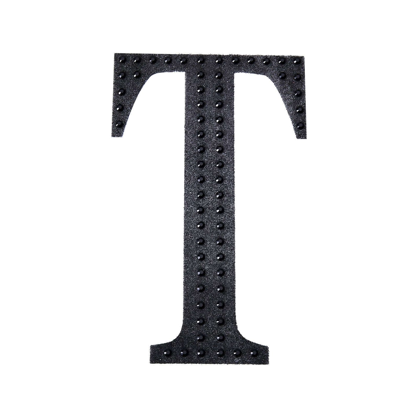 Decorative Rhinestone Alphabet "T" Letter Stickers, Glitter Adhesive Craft Letters Black DIY Sparkle Embellishments 6"