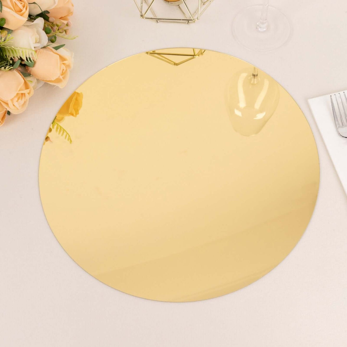 10-Pack Dining Plate Chargers Decorative Acrylic Mirror Gold Round - Lightweight Event Display 13"