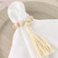 4 Pack 6" Cream Rustic Boho Chic Wood Bead Napkin Rings With Tassels, Farmhouse Country Napkin Holders