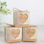 25 Pack 2.5" Rustic Wood Pattern Natural Brown Paper Candy Gift Boxes, Square Party Favor Boxes with Burlap Jute Twine and Love Heart Cut Out