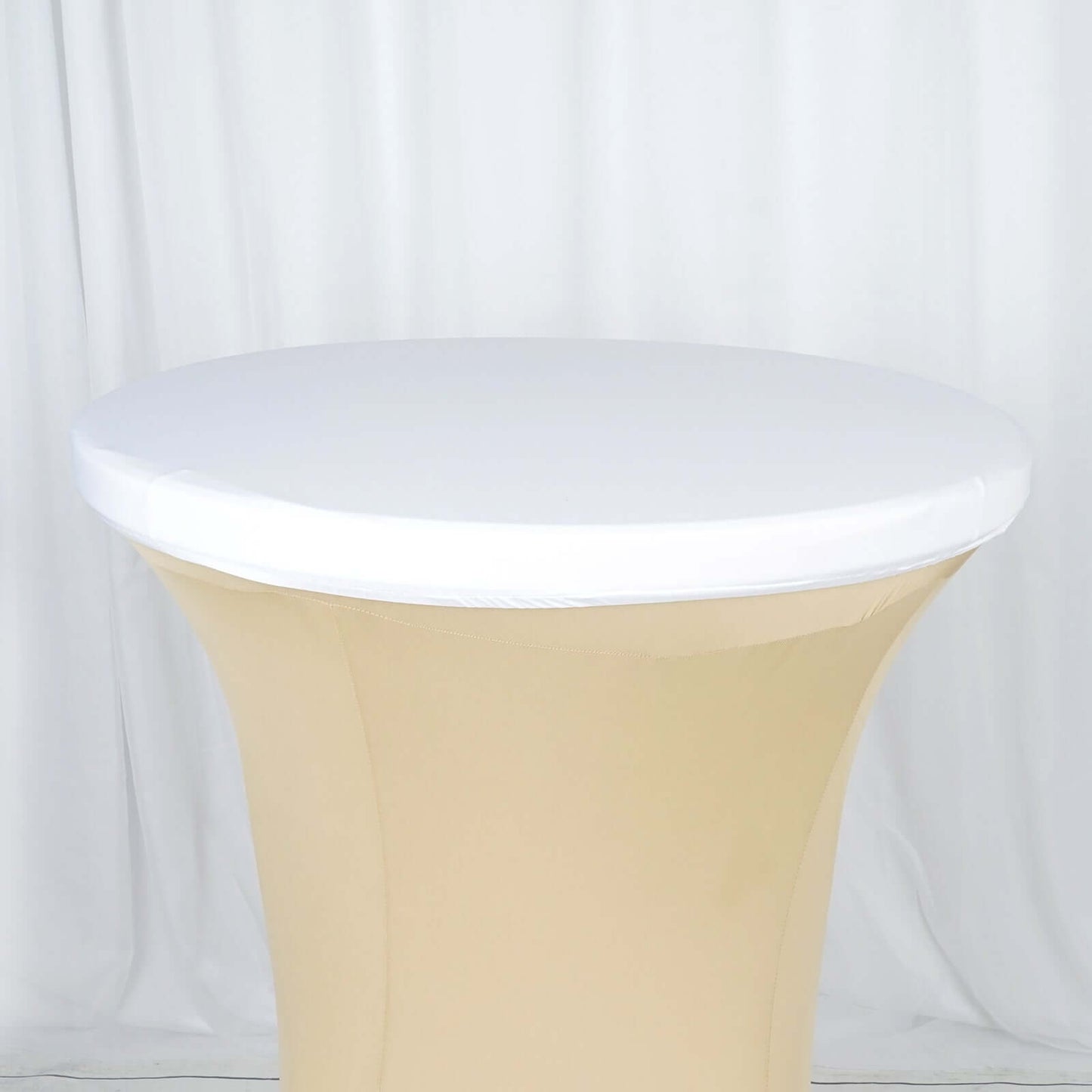 Spandex Table Top Cover White Fitted Cocktail Topper - Wrinkle-Free Event Decor