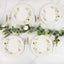 25-Pack Paper 10" Round Dinner Plates in White with Sage Green Floral Print & Lined Rim - Disposable Party Plates for Bridal Showers & Luncheons