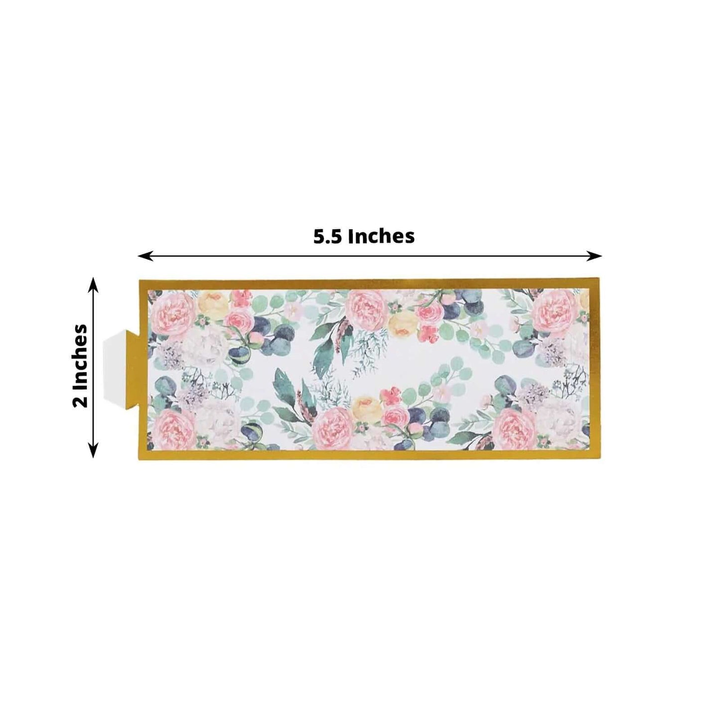 50 Pack Pink Peony Floral Paper Napkin Holder Bands with Gold Edge, Disposable Napkin Rings - 1.5"