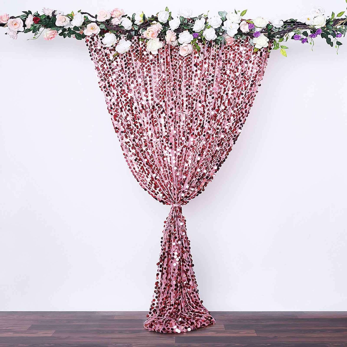 8ftx8ft Pink Big Payette Sequin Event Curtain Drapes, Backdrop Event Panel