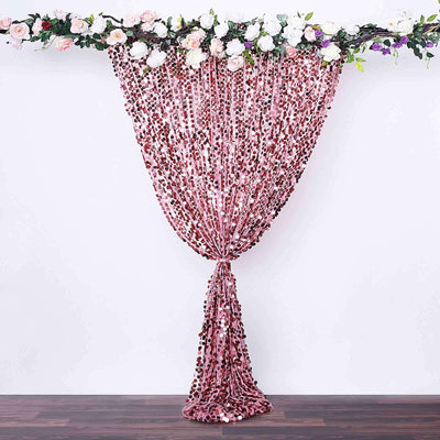 8ftx8ft Pink Big Payette Sequin Event Curtain Drapes, Backdrop Event Panel