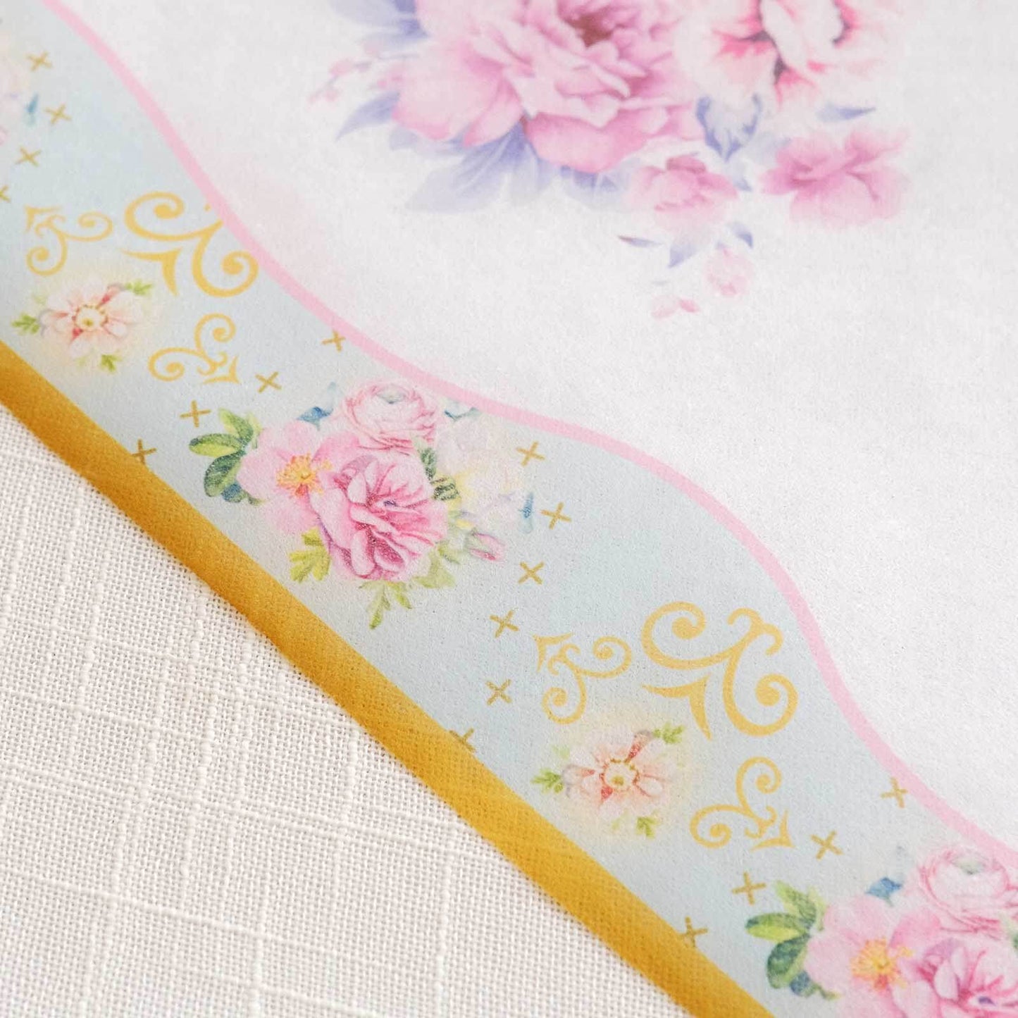 Disposable Table Runner 11"x108" White with Pink Peony Floral Print - Non-woven Stylish Spring Summer Dining Decor